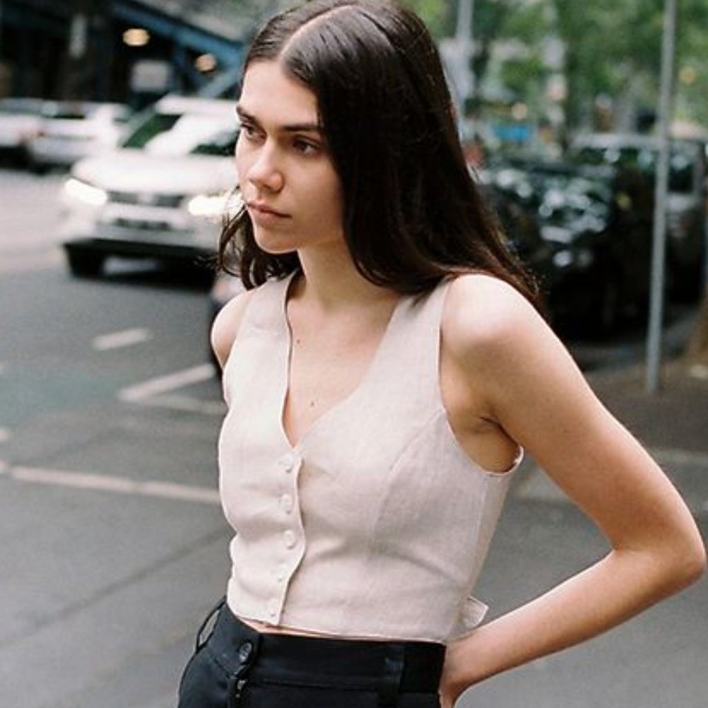 Caves Collect Marcin Oat Linen Vest